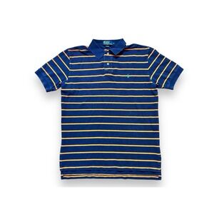 Vintage Ralph Lauren Polo Shirt Large Blue Orange Green Pony Rainbow Rugby‎
